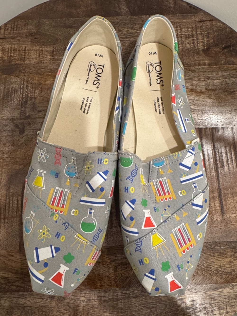 Toms Gray Canvas Slip-On Flats with Colorful Science Print - Picture 5 of 6